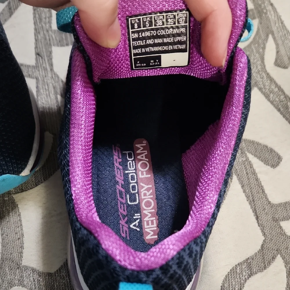 Skechers Women's Navy and Aqua Athletic Shoes - Picture 3 of 3